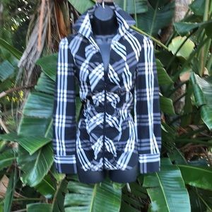 Plaid preppy ruffle top or shaket